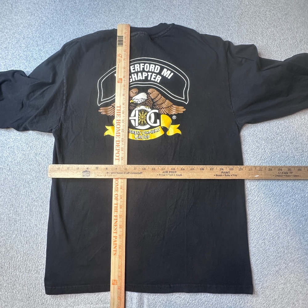 Vintage Hanes Shirt Mens L Long Sleeve Beefy-T Black HOG Waterford MI Chapter - Picture 8 of 12